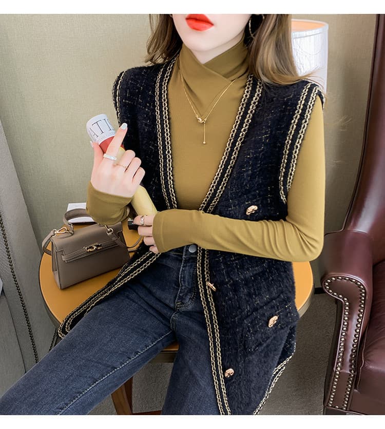 上質ツイード編み パイピングジレ