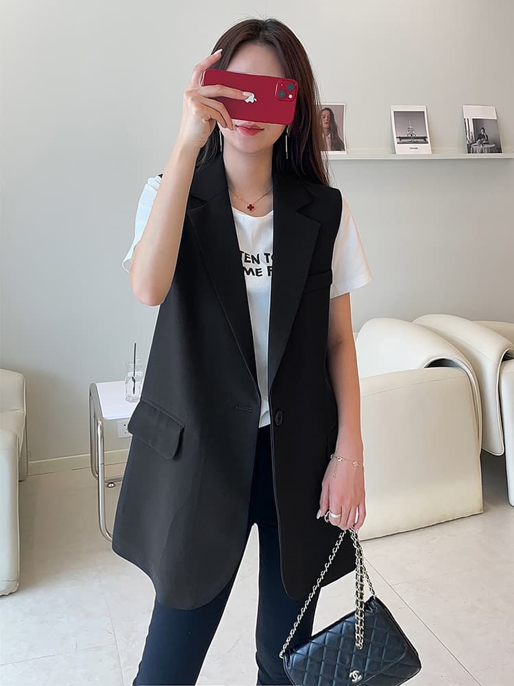 ジレ すっきりシルエット ロングジレ