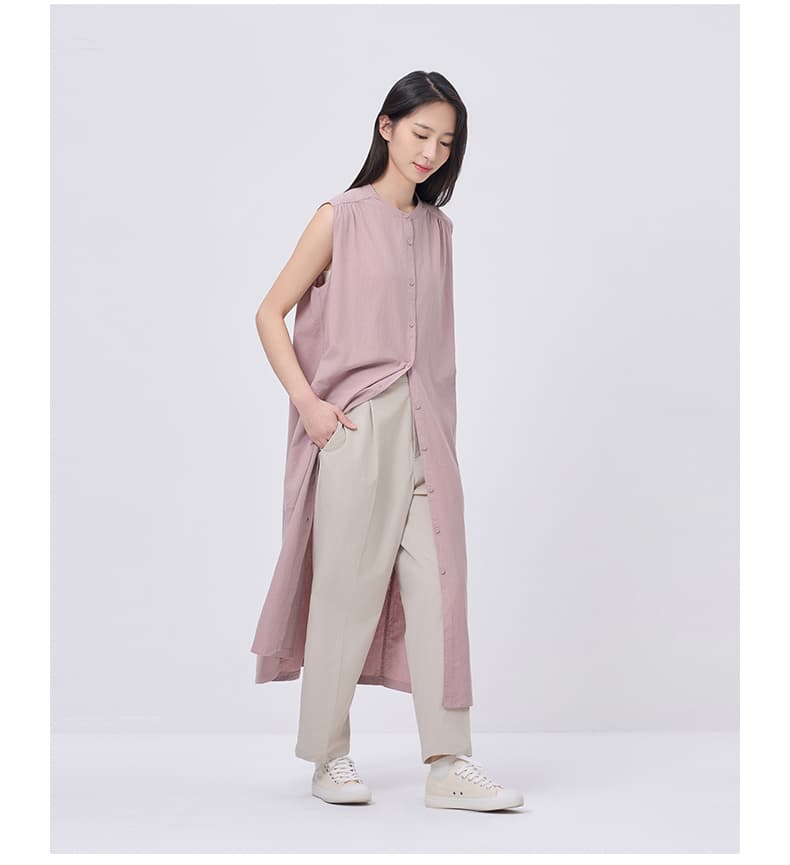 ジレ ノースリーブロングシャツワンピース