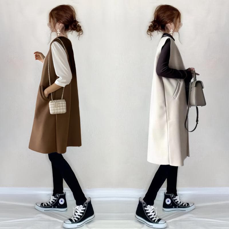 ロング丈ジレベスト