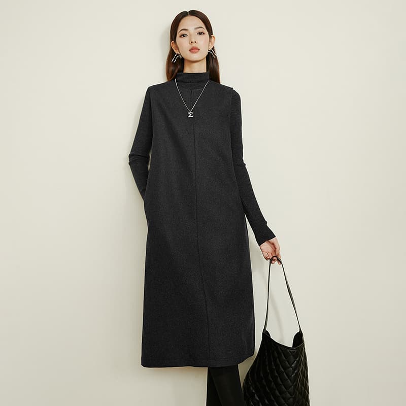 ジレシンプルハイネックジレワンピース