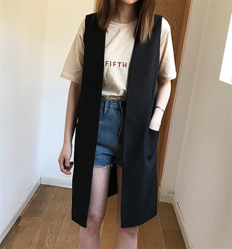 ジレ シンプル美シルエットロングジレ