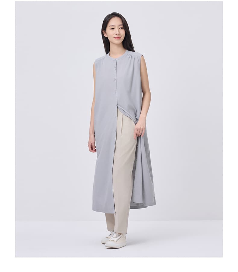 ジレ ノースリーブロングシャツワンピース