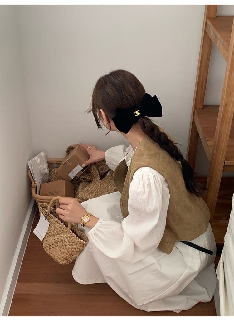スエード調ベスト レディース 重ね着ジレ 体型カバー