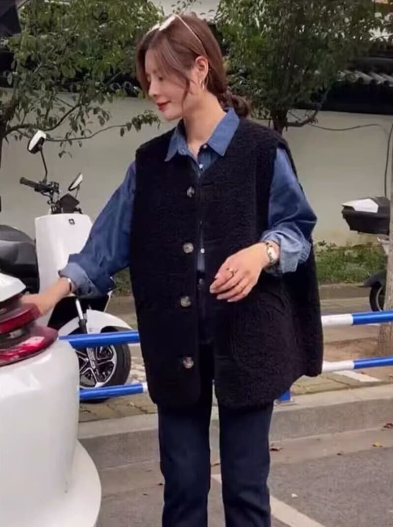 ジレ もこもこボタンベスト
