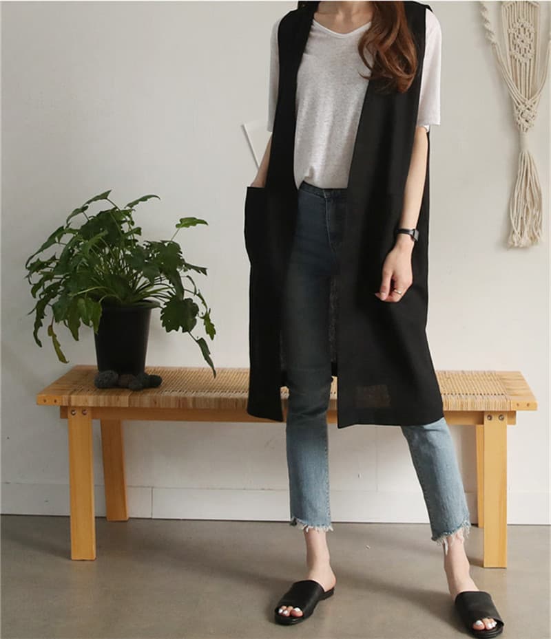 ゆったりシルエットロングジレ
