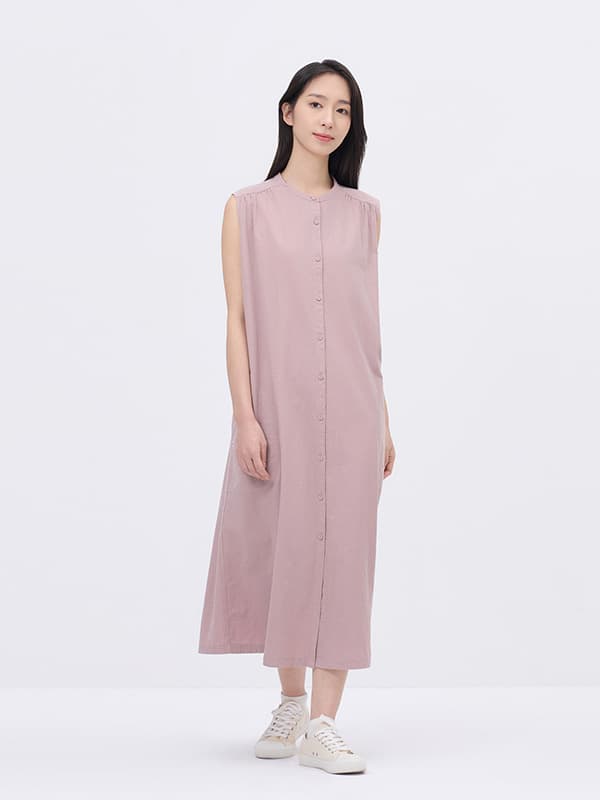 ジレ ノースリーブロングシャツワンピース