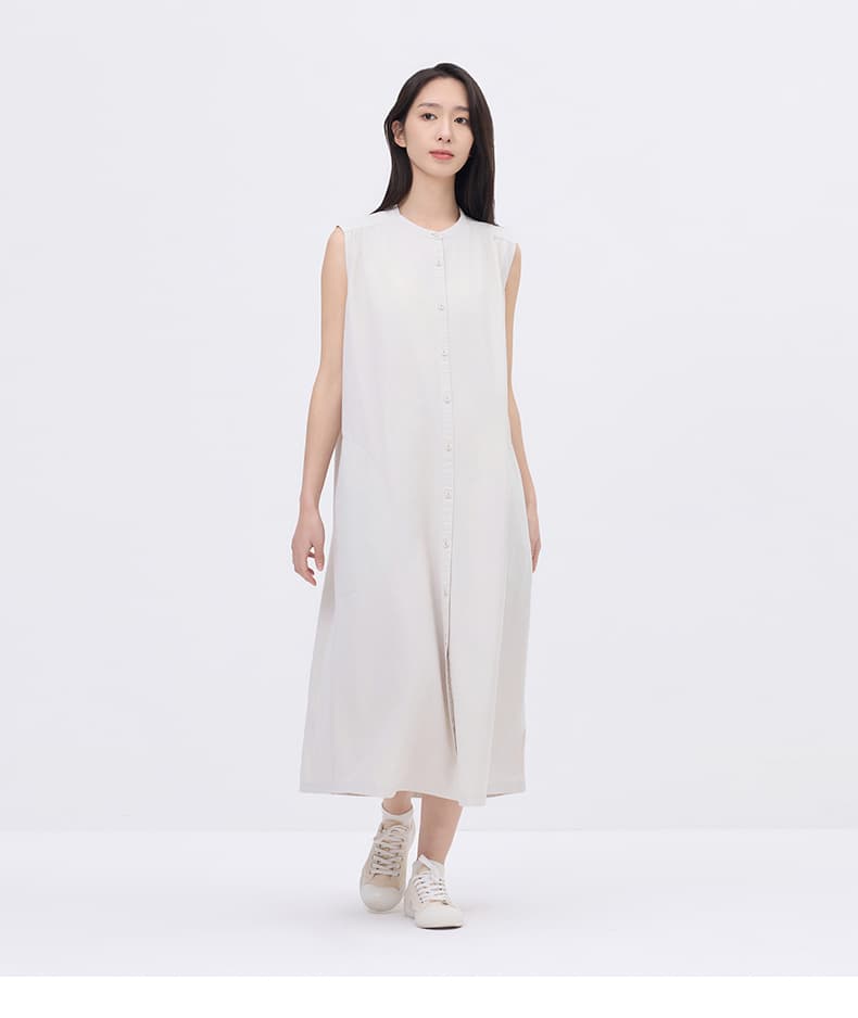 ジレ ノースリーブロングシャツワンピース