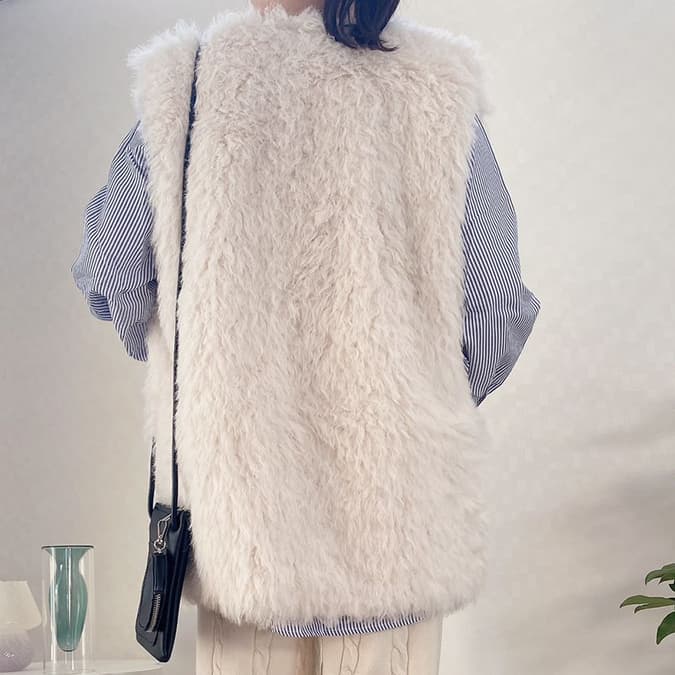 ふわふわファージレ ノースリーブベスト 防寒重ね着