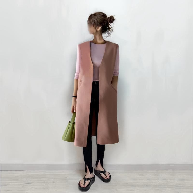 ロング丈ジレベスト