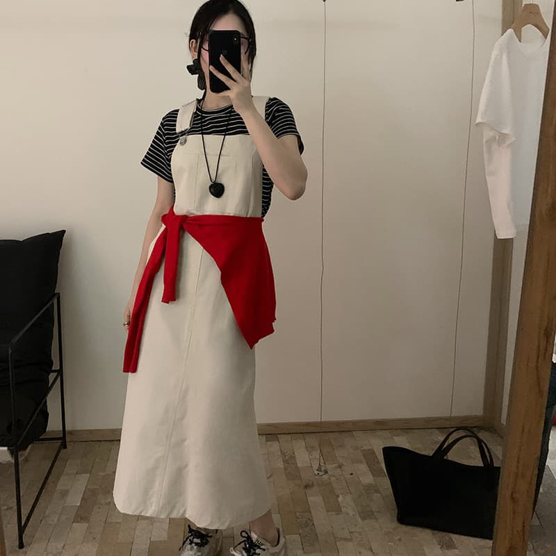 ジレ 長丈ゆったりサロペットスカート