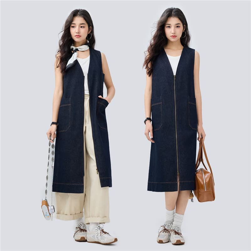 ジレ すっきりシルエット ロングジレ