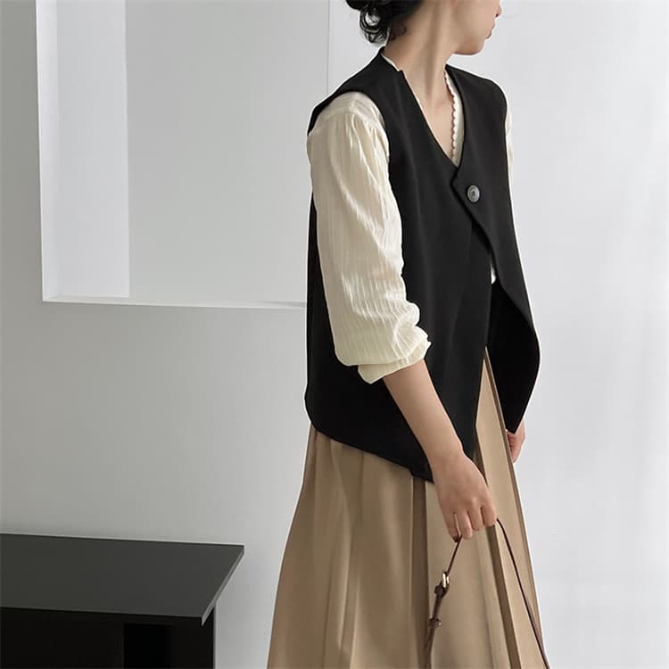 秋冬ジレベスト きれいめVネック スリムフィット