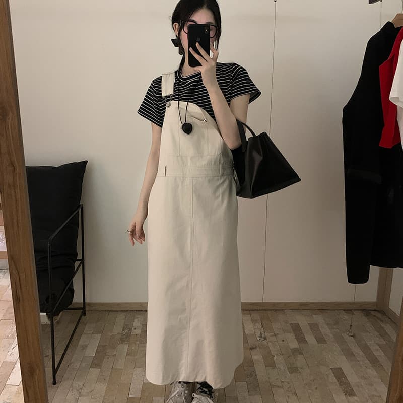 ジレ 長丈ゆったりサロペットスカート