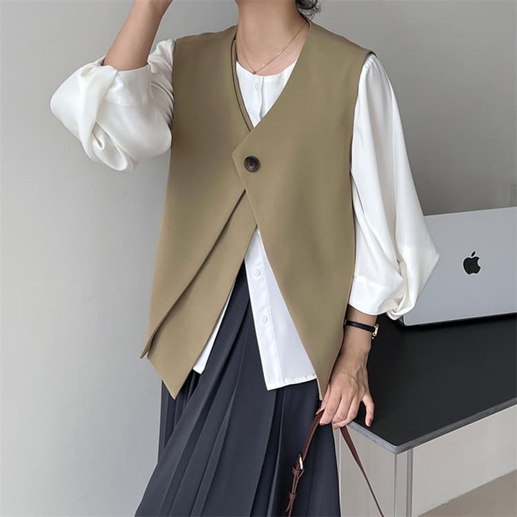 秋冬ジレベスト きれいめVネック スリムフィット