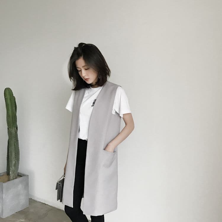 シンプルベーシックロングジレ