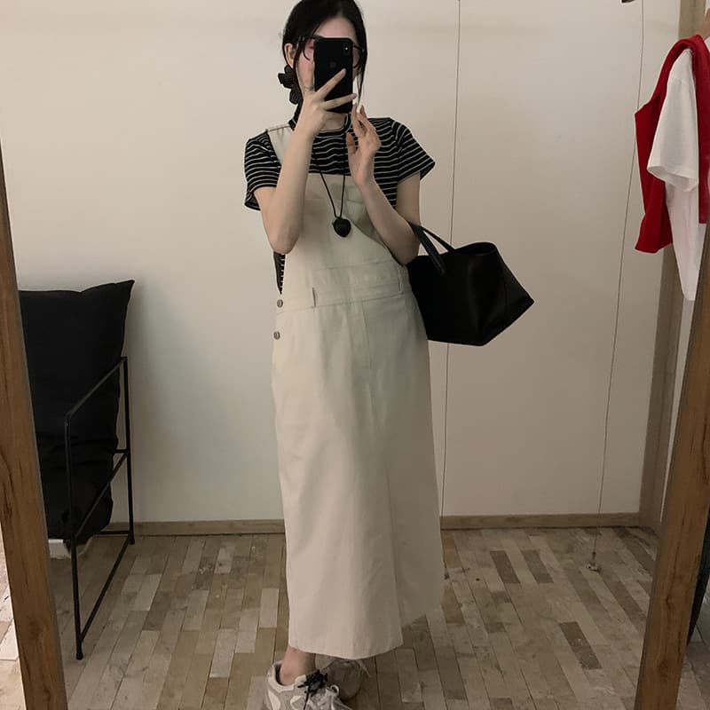 ジレ 長丈ゆったりサロペットスカート