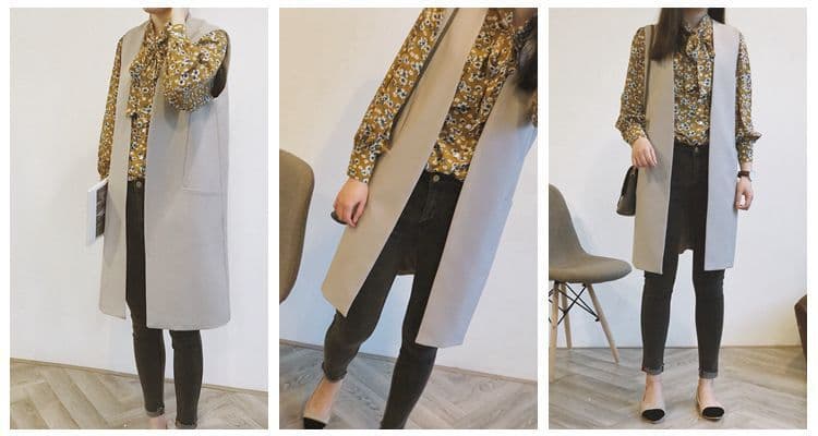 シンプルベーシックロングジレ