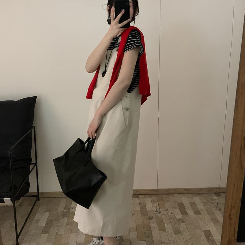 ジレ 長丈ゆったりサロペットスカート